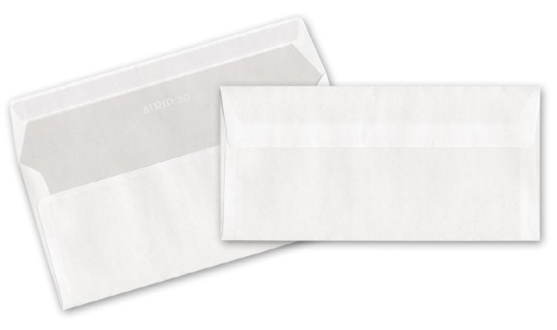 Buste commerciali senza finestra - Chiusura taglio a trapezio - 11x23 cm 70 g - conf. 500 pz.