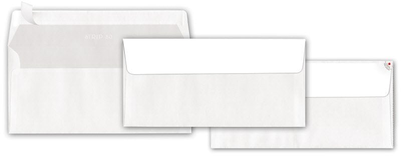 Buste commerciali adesive senza finestra - Chiusura taglio quadro - 11x23 cm 80 g - conf. 50 pz.