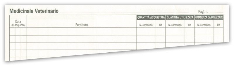 Registro scorte medicinali veterinari - 44 pagine - 31x24,5 cm