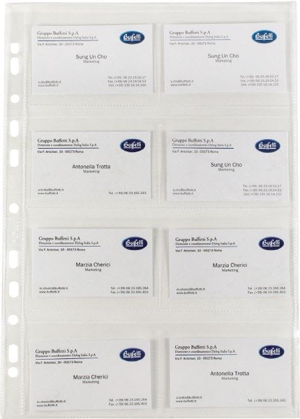 Buste portabiglietti 8 tasche - Polipropilene - lisce - alto spessore - 30,5x21,7 cm
