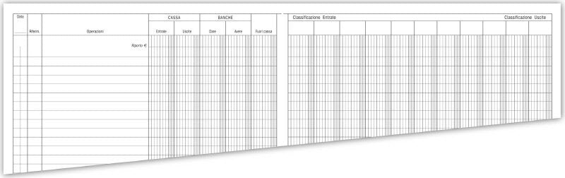 Registro Entrate/Uscite - con 10 colonne di classificazione - testatina fissa - 50 pagine - 31x24,5 cm