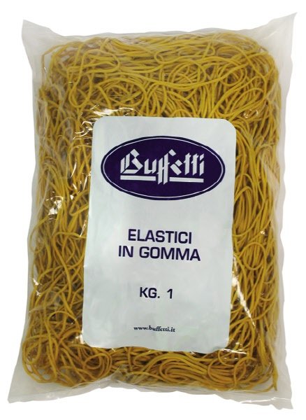 Elastici in gomma gialla - Misura ø 80 x 1,4 mm - busta da 1000g