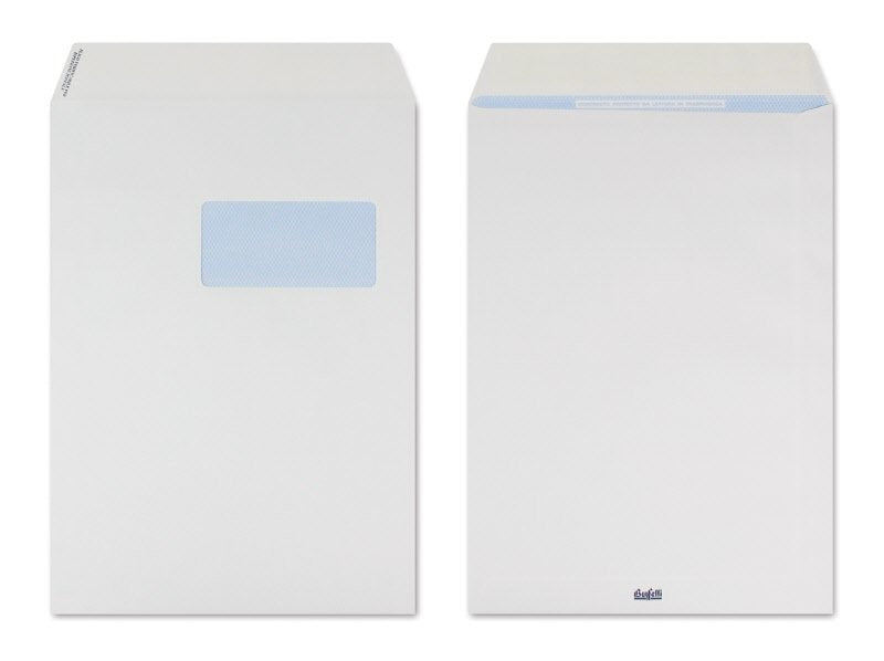 Buste a sacco bianche con finestra e strip - 23x33 cm