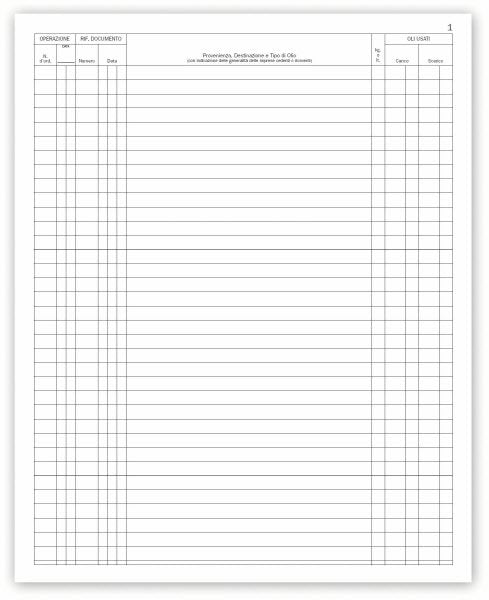 Registro Carico/Scarico oli usati - 97 pagine prenumerate - 31x24,5 cm