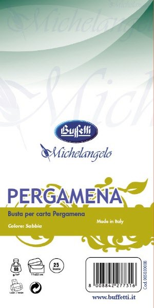 Conf. 25 buste pergamena - liscia avorio - 11x22 cm