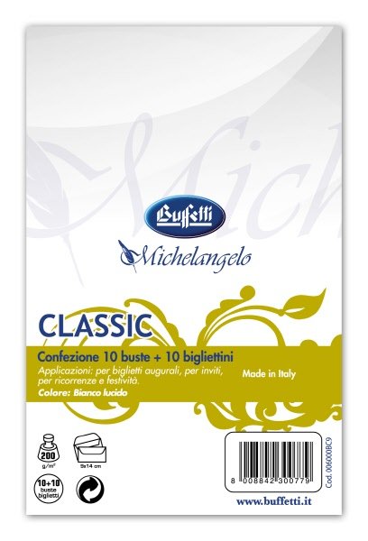 Conf. 10 buste + 10 bigliettini pergamena - liscia avorio - 7x11 cm