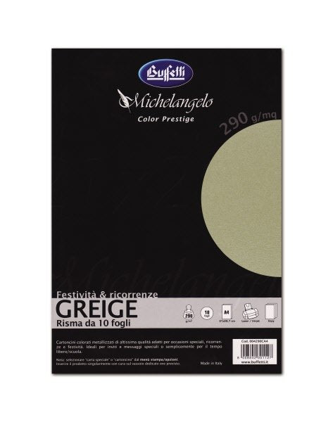 Michelangelo Color Prestige - cartoncini  metallizzati - A4  250 g - greige