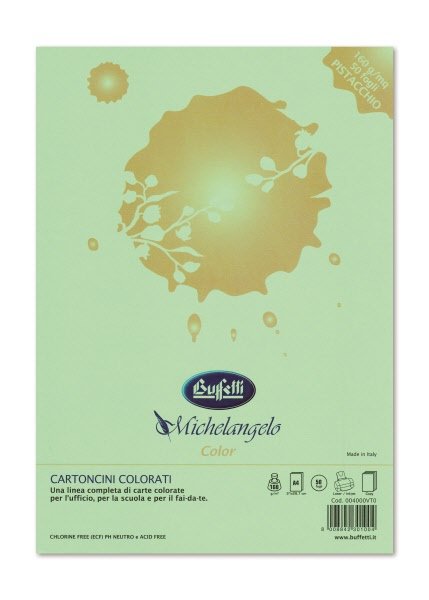 Carta e cartoncini Michelangelo Color  A4 - risma da 100 fogli 80g - colori tenui - verde pistacchio