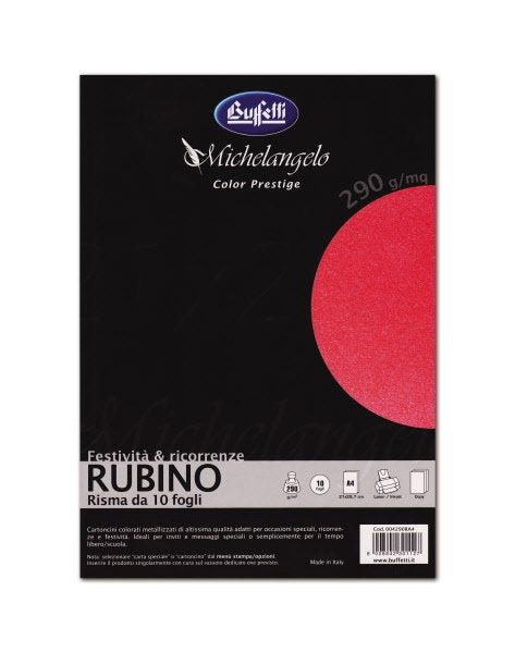 Michelangelo Color Prestige - cartoncini  metallizzati - A4  120 g - rubino