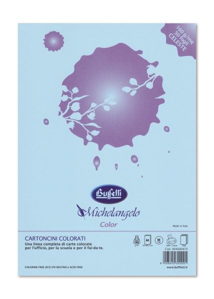 Carta e cartoncini Michelangelo Color  A4 - risma da 50 fogli  - colori tenui - azzurro
