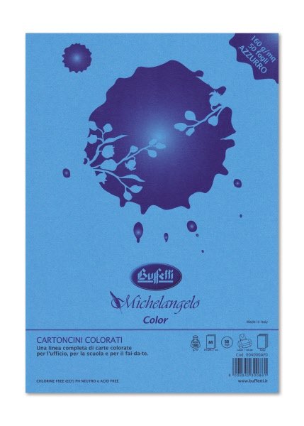 Carta e cartoncini Michelangelo Color  A4 - risma da 50 fogli 80g - colori forti - azzurro