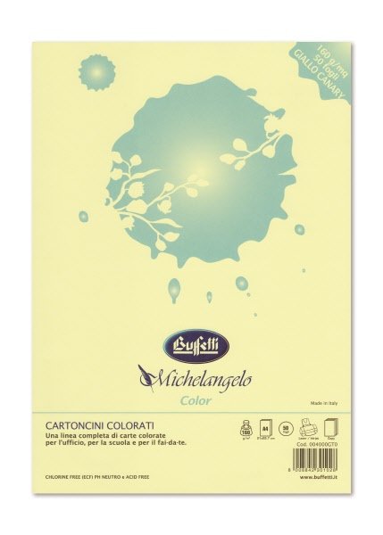 Carta e cartoncini Michelangelo Color  A4 - risma da 50 fogli - colori tenui - giallo