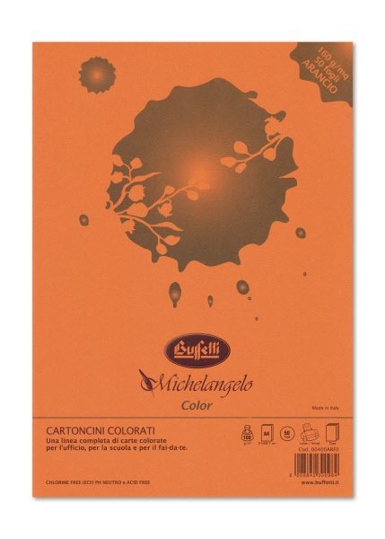 Carta e cartoncini Michelangelo Color  A4 - risma da 50 fogli 160g - colori forti - arancio