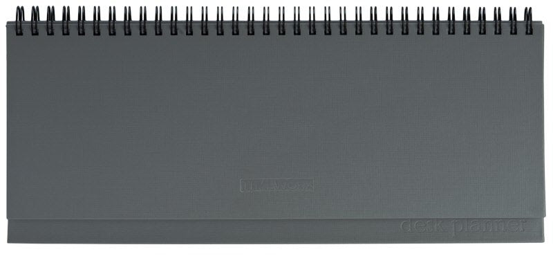 Planner settimanale 12 mesi orizzontale - in sintetico - blocco fisso -  2026 - 29,8x10,5 cm - spirale -  grigio