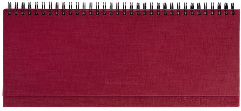 Planner settimanale 12 mesi orizzontale - in sintetico - blocco fisso -  2026 - 29,8x10,5 cm - spirale - bordeaux