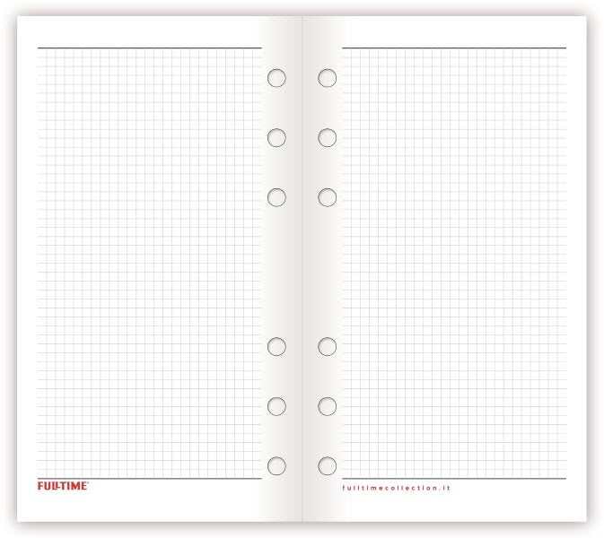 Refill agenda organizer ad anelli - Fogli a quadretti carta bianca - formato  medio - 9,5x17 cm