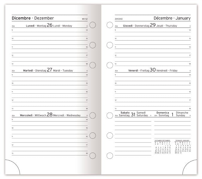 Agenda organizer ad anelli in similpelle, linguetta di chiusura - formato medio - blu