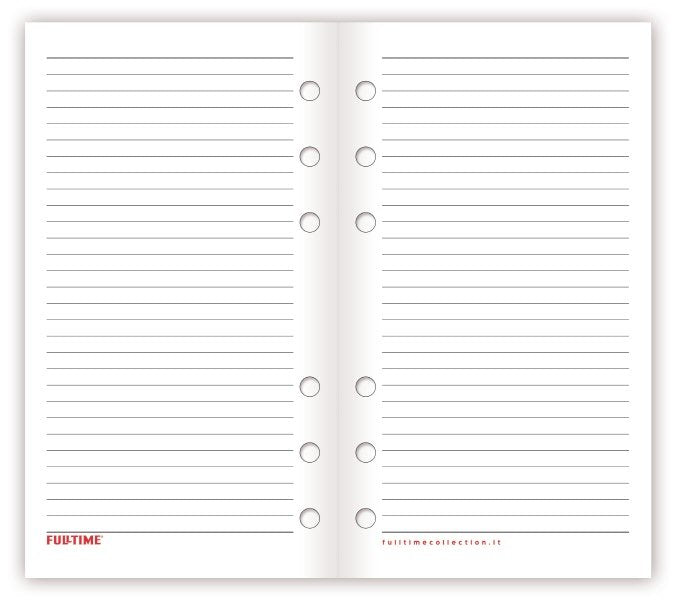 Refill agenda organizer ad anelli - Fogli a righe carta bianca - formato  medio - 9,5x17 cm