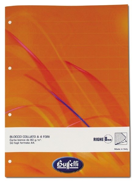Blocco notes  - A4  - 1R - Righe medie e superiori - collato - 50 fogli da 80 g