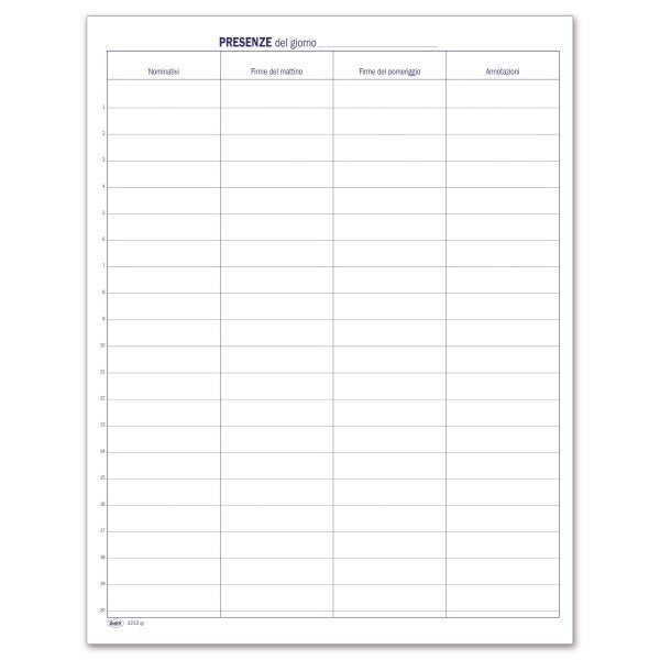 Registro Firme di presenza - 190 pagine - 31x24,5 cm