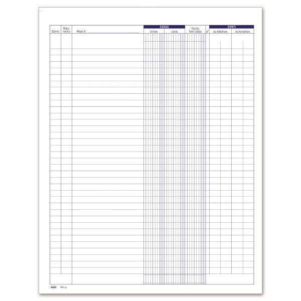 Registro Primanota cassa (entrate/uscite/partite fuori cassa) - 100 pagine - 31x24,5 cm