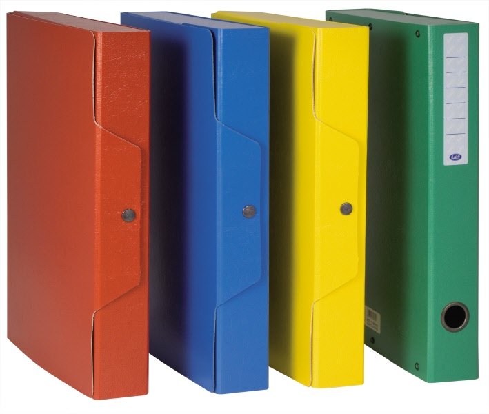 Scatola progetti con bottone - Dorso 5 cm - 34x24 cm - blu