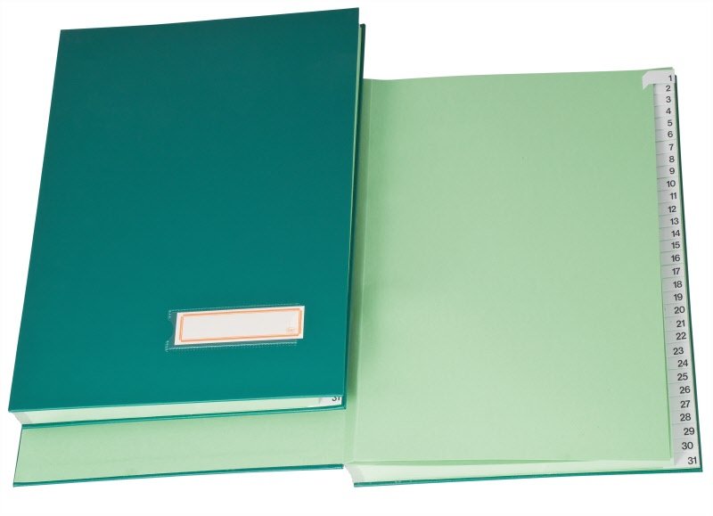 Classificatore  numerico 1-31 - 34x24,5 cm  - verde