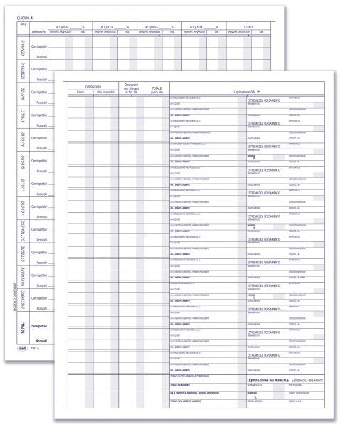 Registro per professionisti - Prospetto riepilogativo contribuenti minori - 8 pagine - 31x24,5 cm