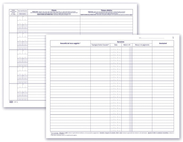 Registro antiriciclaggio per operatori non finanziari - 23 pagine prenumerate - 24x31 cm