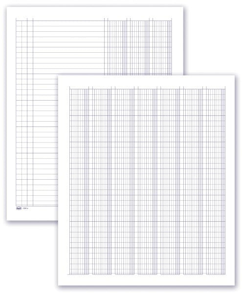 Registro 10 colonne con tracciato su pagina doppia testatina a bandella ripiegabile - 100 pagine - 31x24,5 cm