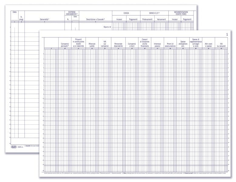 Registro Movimentazioni finanziarie di professionisti e artisti - 50 pagine prenumerate - 31x24,5 cm
