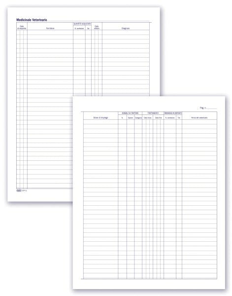 Registro Carico/Scarico delle scorte di medicinali veterinari - 19 pagine - 31x24,5 cm