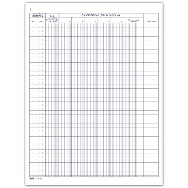 Registro di emergenza dei corrispettivi, per mancato o irregolare funzionamento dei Registratori Telematici (RT) a più aliquote - prenumerato - 46 pagine - 31x24,5 cm