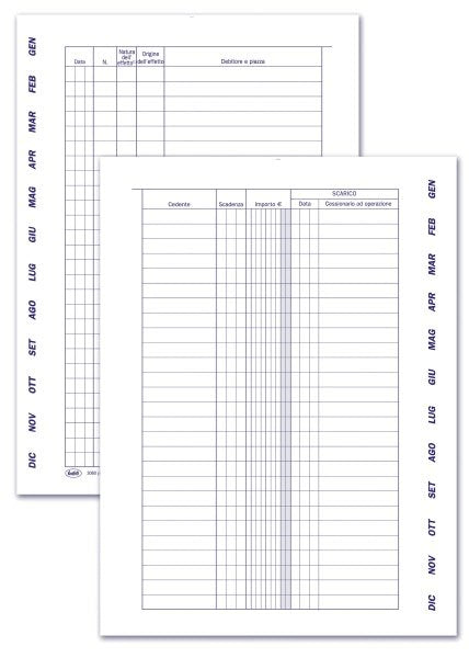 Registro Effetti - Scadenzario gennaio/dicembre per soli effetti attivi - 4 pagine per mese con spirale - 24x17 cm