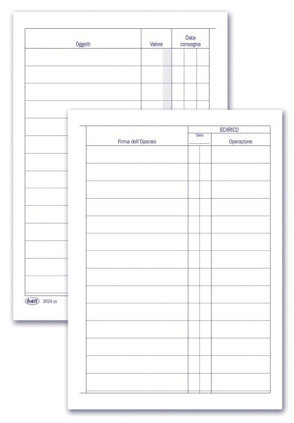 Registro Carico/Scarico attrezzi aziendali dati in uso all¿operaio - tascabile - 17x12 cm