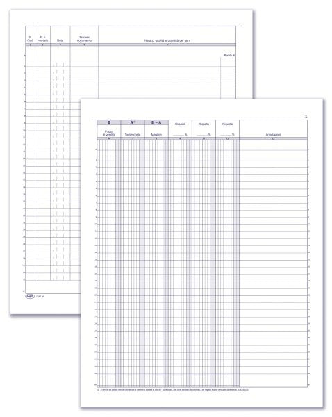 Registro Cessioni Beni usati (Regime del Margine) - 23 pagine prenumerate - 31x24,5 cm