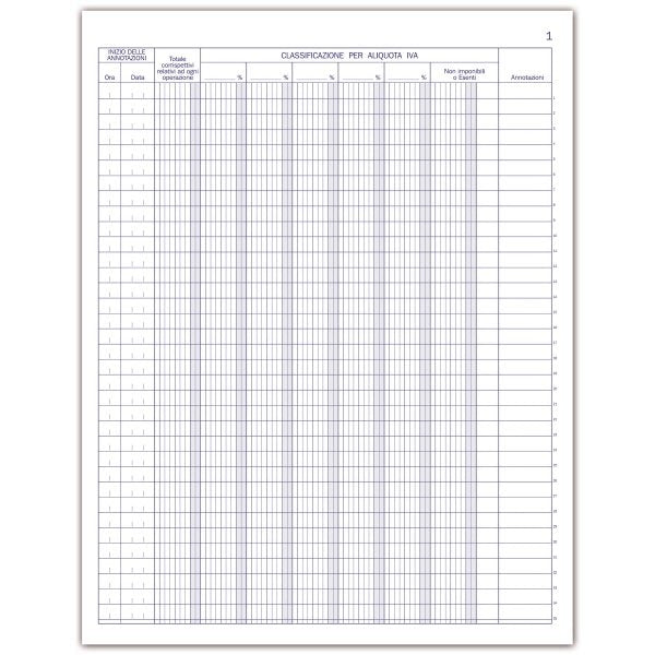 Registro di emergenza dei corrispettivi, per mancato o irregolare funzionamento dei Registratori Telematici (RT) a più aliquote - prenumerato - 97 pagine - 31x24,5 cm