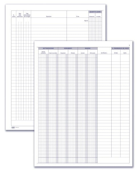 Registro Libro Soci di cooperativa - partitario - 49 pagine prenumerate - 31x24,5 cm