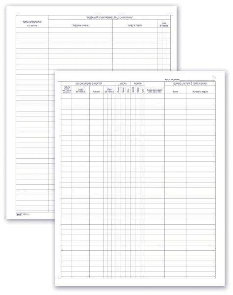 Registro Noleggio autoveicoli - 49 pagine prenumerate - 31x24,5 cm