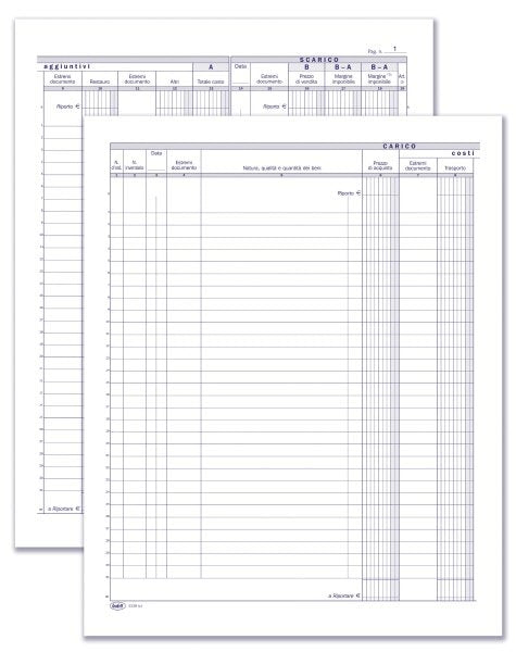 Registro Carico/Scarico Beni usati per Antiquari (Regime del Margine) - 23 pagine prenumerate - 31x24,5 cm