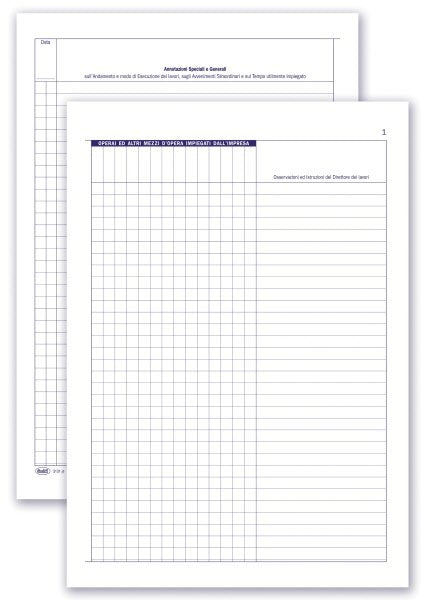 Registro Giornale dei lavori - 50 pagine prenumerate - 29,7x21 cm