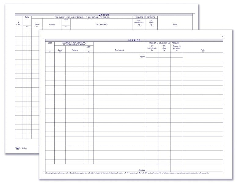 Registro Carico/Scarico GPL per deposito commerciale - 19 pagine prenumerate - 24,5x31 cm