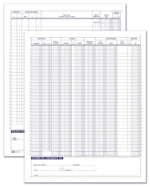 Registro Onorari professionali e prestazioni artistiche (Acquisti in regime semplificato Iva) - 22 pagine prenumerate - 31x24,5 cm
