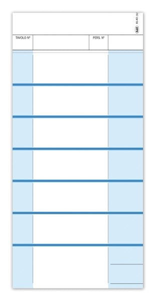 Comande per pasti a 7 tagliandi - Snap out duplice copia autoricalcante - 23x10,5 cm