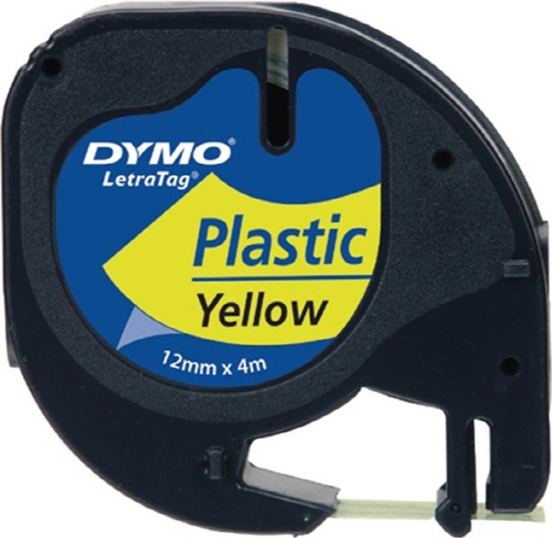 Nastri Letratag - permanente - 12 mm x 4 m - nero / giallo