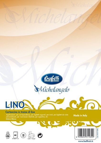 Conf. 50 ff cartoncino lino - ruvido avorio - A4 - 200 g