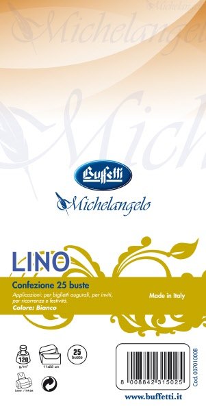 Conf. 25 buste lino - ruivida bianco - 11x22 cm