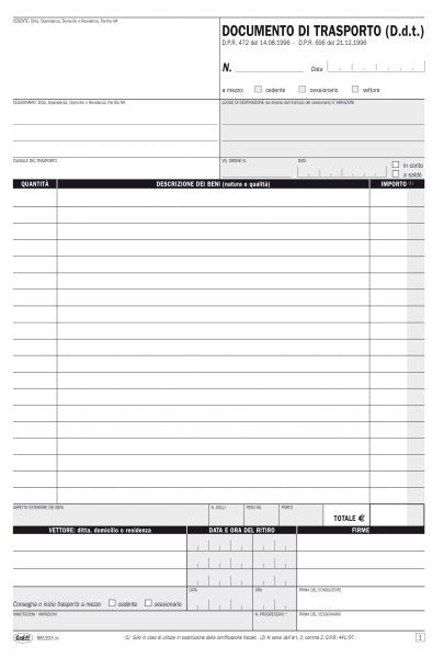 Documento di trasporto - Snap out triplice copia autoricalcante - 31x21 cm
