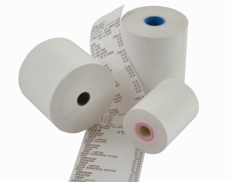 Rotoli bilancia in carta termica adesiva 62,5 mm x 20 m x 25 mm - 55 g - SENZA BISFENOLI