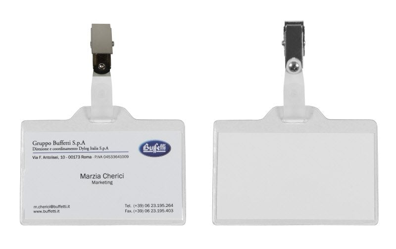 Portabadge con clip in metallo  - conf.50 pz